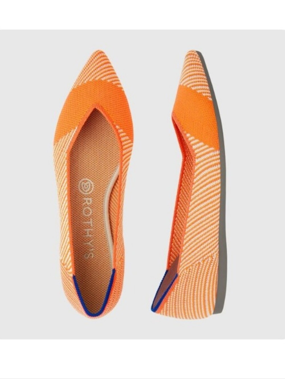 Rothy’s The Point Flats In Orange-White Size 8.5